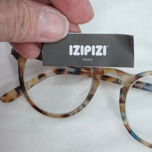 Izipizi Unisex Reading Glasses #D C18 EEC  +1.00/PD =61mm  Blue Tortoise New - Picture 9 of 11